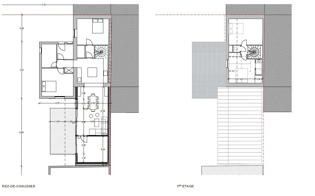 Plan du rez-de-chaussée et de l’étage